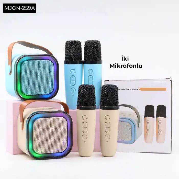 Dempower Karaoke Mikrofon Hoparlör Seti 2 Mikrofonlu