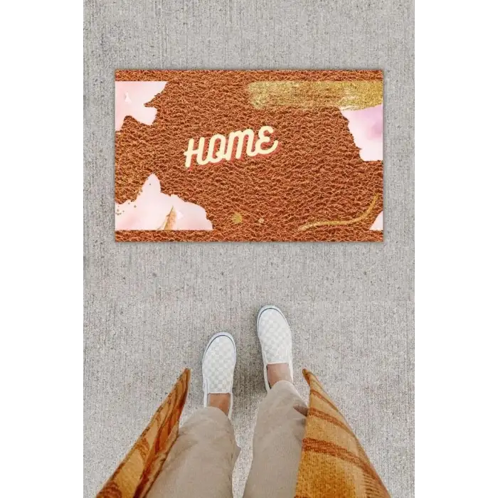 Dijital Baskı Dekoratif Home Kahverengi Kapı Önü Paspası K-1235