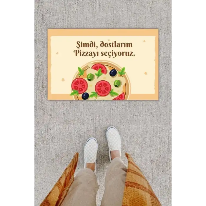 Dijital Baskı Dekoratif Pizza Pudra Kapı Önü Paspası K-1211