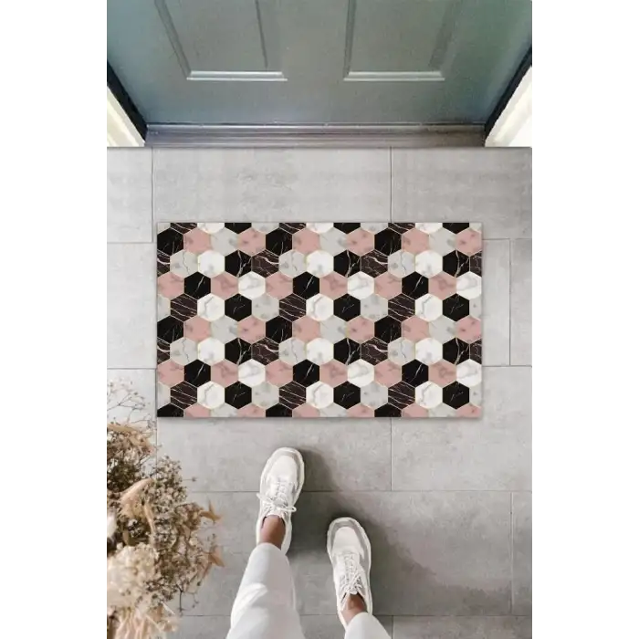 Dijital Baskı Pembe Petek Paspas K-3089