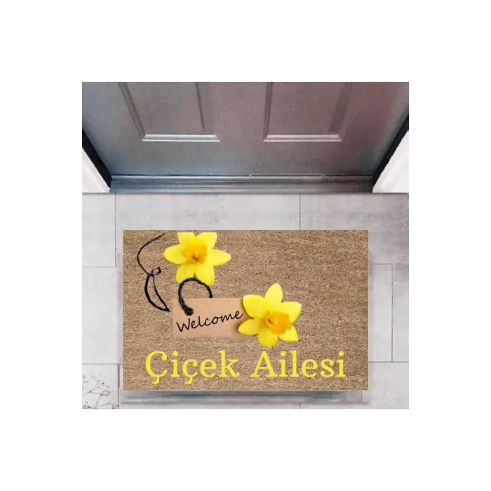 Kapı Önü Paspası Dekoratif Dijital Baskı Welcome P-2462