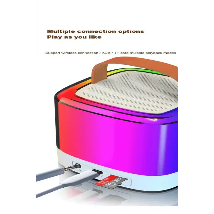 Karaoke Bluetooth Hoparlör Aggıy Ag-s7 Kablosuz Mikrofonlu Rgb Led Parti Işıklı