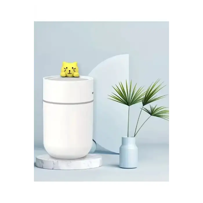 Kedi Karikatürlü Masaüstü Işıklı Hava Nemlendirici Usb Destekli Beyaz