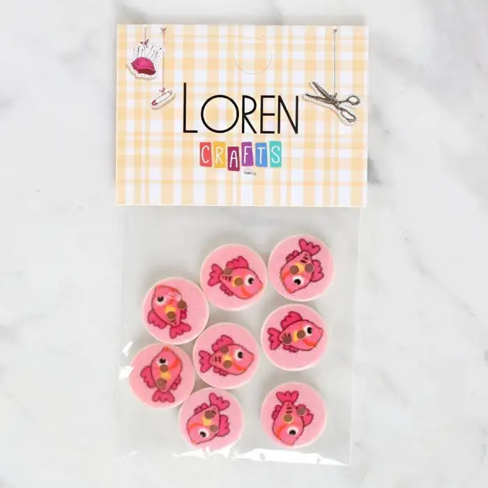 Loren Crafts 8li Balık Düğme - 1156