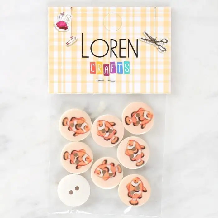 Loren Crafts 8li Balık Düğme - 1157