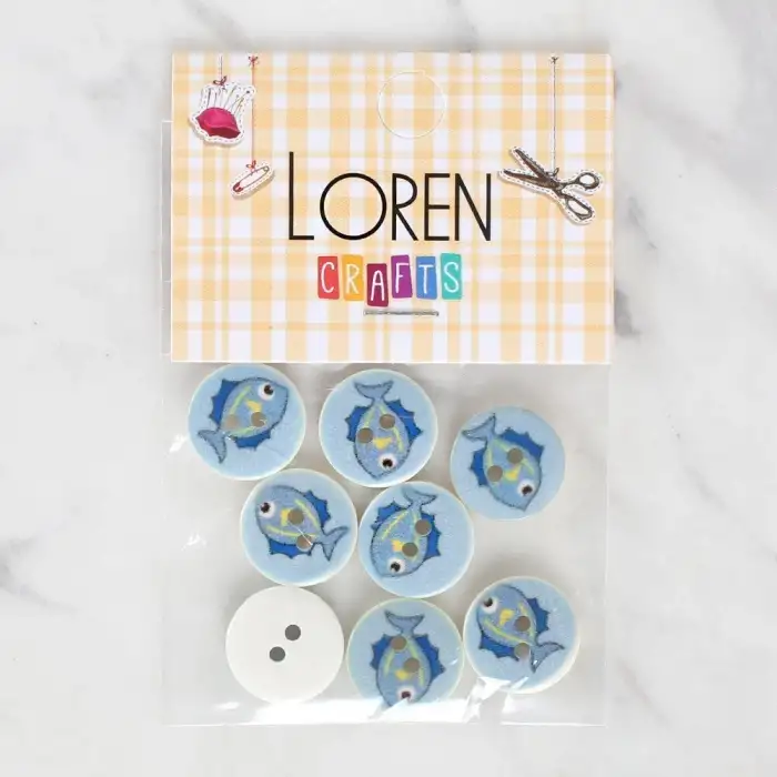 Loren Crafts 8li Balık Düğme - 1160
