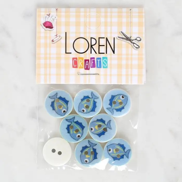 Loren Crafts 8li Balık Düğme - 1182