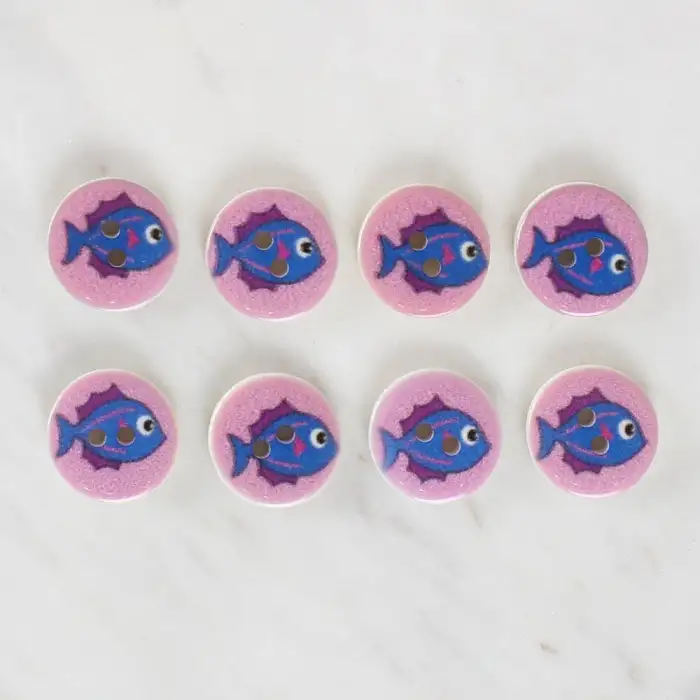 Loren Crafts 8li Balık Düğme - 1186