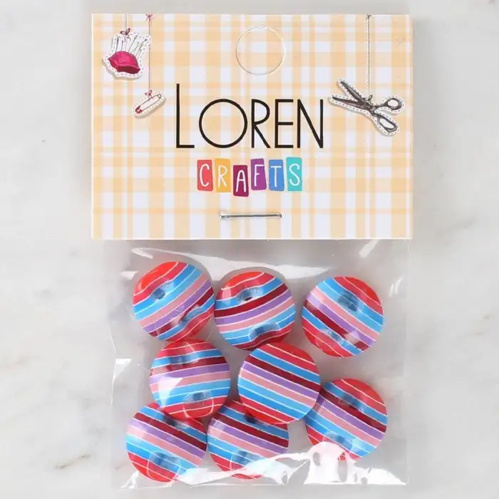 Loren Crafts 8li Desenli Düğme - 1106