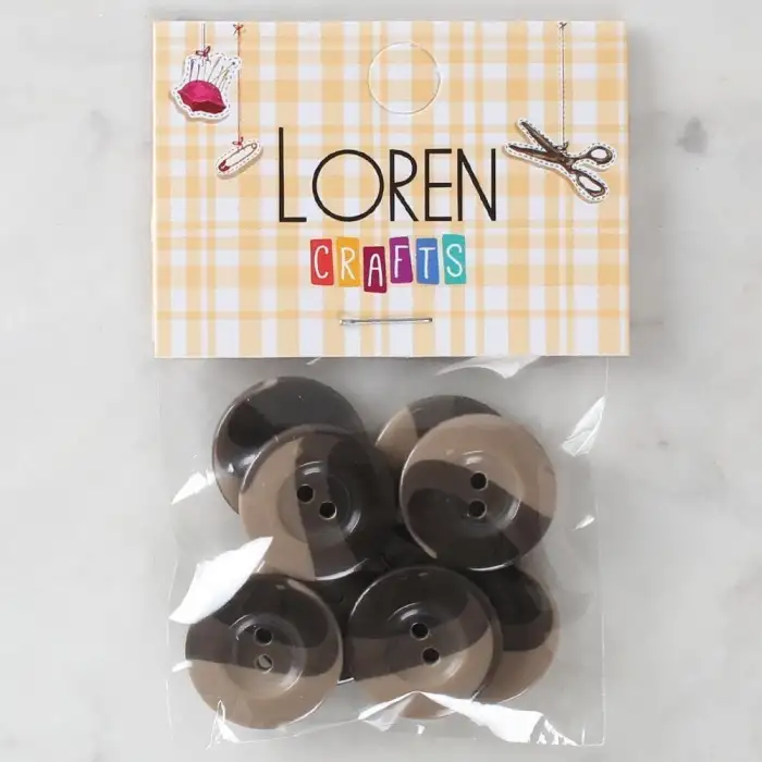 Loren Crafts 8li Düğme Kahverengi - 1139