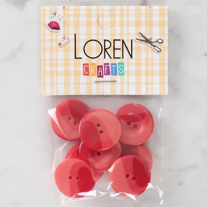 Loren Crafts 8li Düğme Kırmızı - 1128