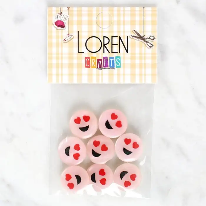 Loren Crafts 8li Gülen Yüz Düğme - 1022