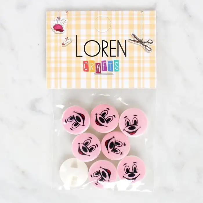 Loren Crafts 8li Gülen Yüz Düğme - 1035