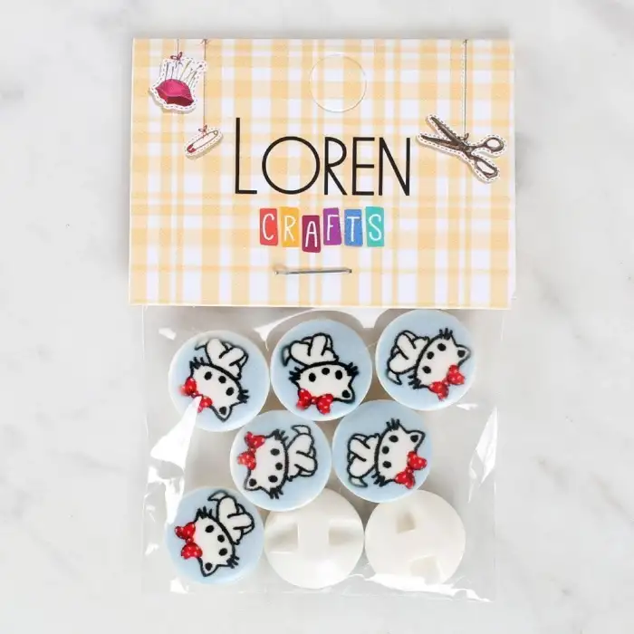 Loren Crafts 8li Kedi Düğme - 1066