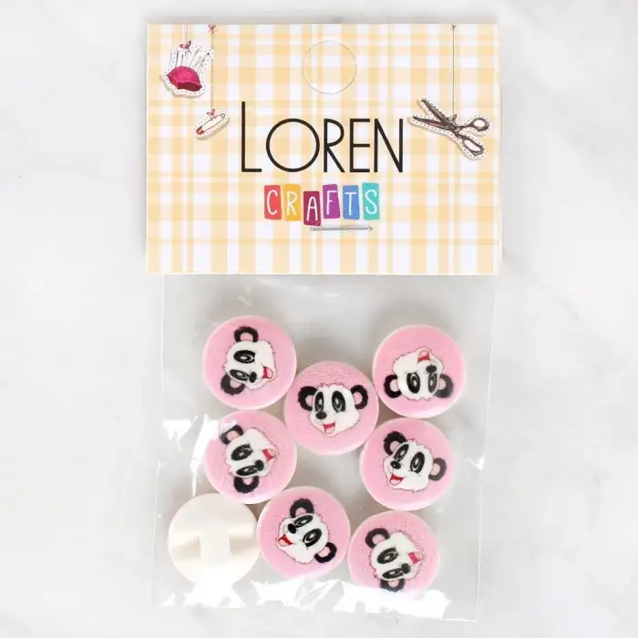 Loren Crafts 8li Panda Düğme - 1030