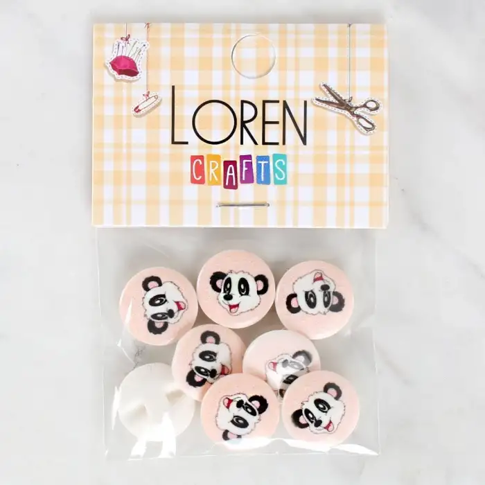 Loren Crafts 8li Panda Düğme - 1053