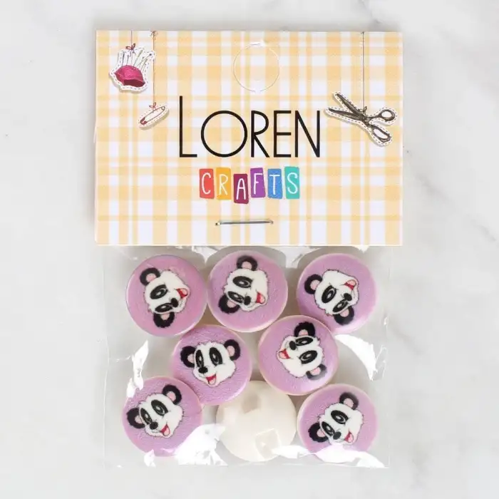 Loren Crafts 8li Panda Düğme - 1055