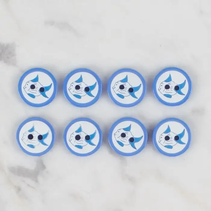 Loren Crafts koyu mavi 8 li balık düğme - 576