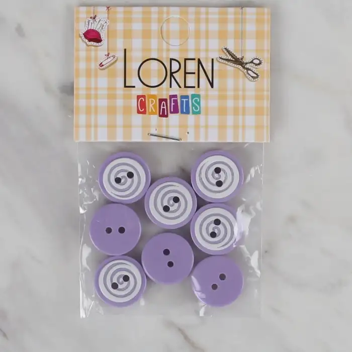 Loren Crafts lila 8 li yuvarlak düğme - 450