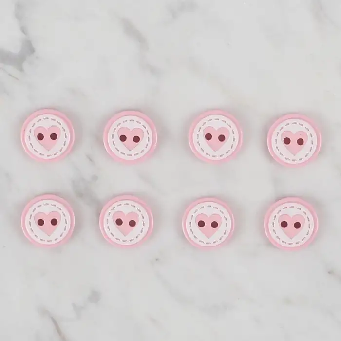 Loren Crafts pembe 8 li kalp düğme - 472