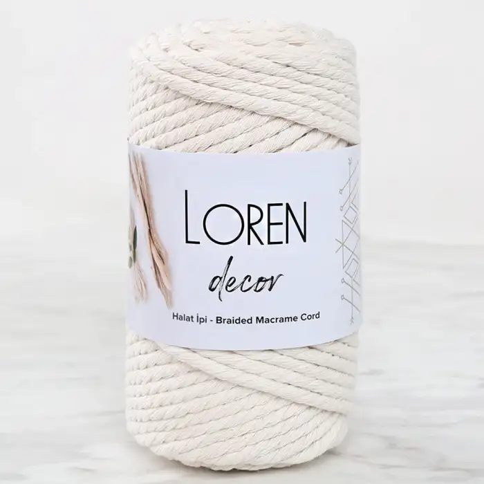 Loren Decor 3 Büküm Makrome İpi Krem- L002