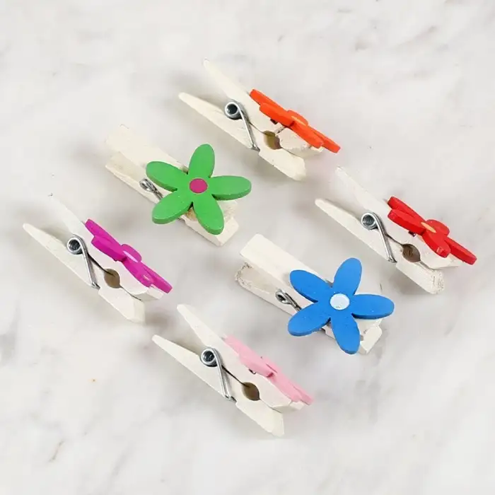 Loren Dekoratif Çiçek Desenli Mandal 6lı