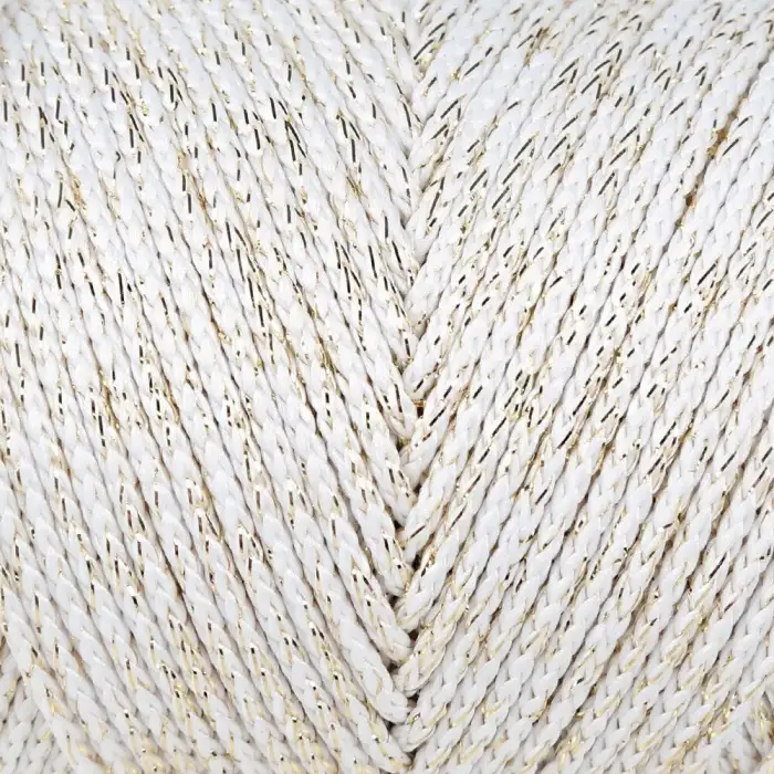 Loren Soft Star Makrome İpi Sarı Simli Krem RM103