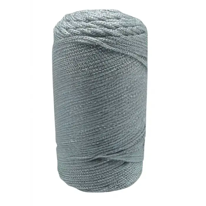 Makrome İpi 3 mm Polyester Gri Simli