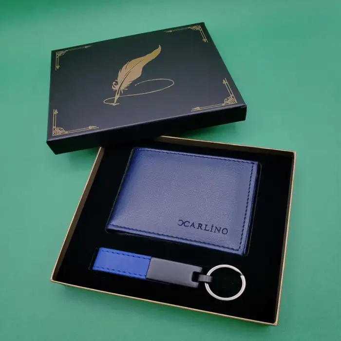 Mavi Cüzdan Anahtarlık Set