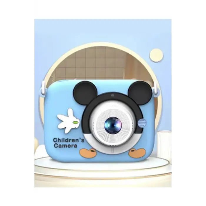 Mini 1080p Hd Çocuk Kamera Dijital Fotoğraf Makinesi 2.0 Inç Ekran 5 Adet Oyun Mavi