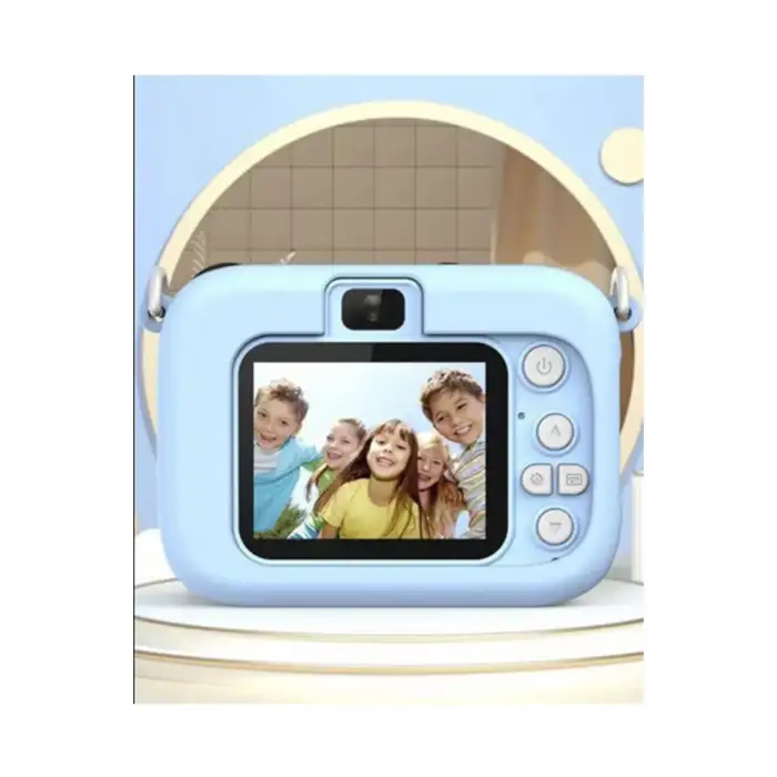 Mini 1080p Hd Çocuk Kamera Dijital Fotoğraf Makinesi 2.0 Inç Ekran 5 Adet Oyun Mavi