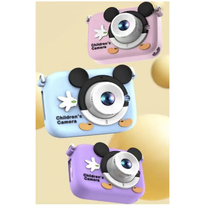 Mini 1080p Hd Çocuk Kamera Dijital Fotoğraf Makinesi 2.0 Inç Ekran 5 Adet Oyun Mor