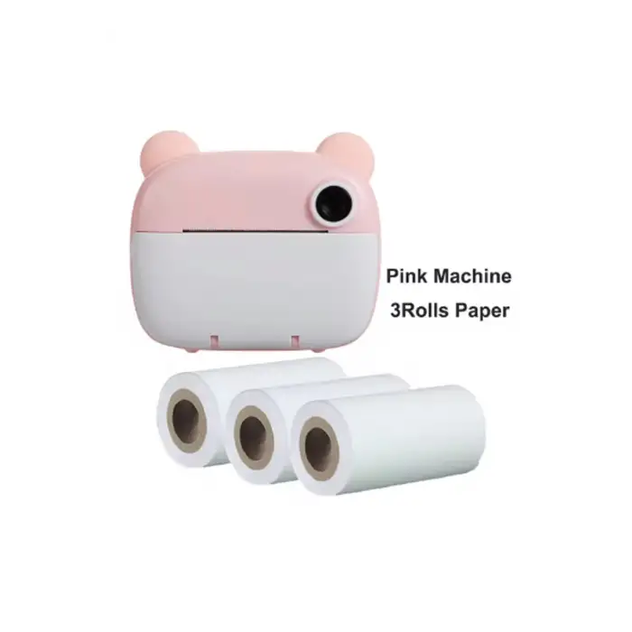 Mini Dijital Fotoğraf Çıkaran Video Kaydedici Taşınabilir Anında Baskı Çıkaran Çocuk Kamerası 3 Adet Rulo Hediye