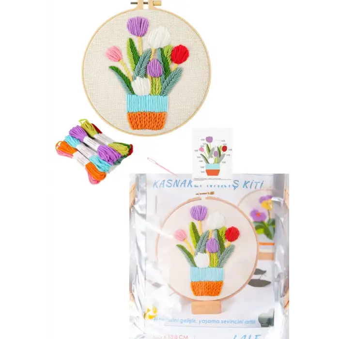 Nakış Kitleri Kasnaklı 13.5 X 18.8 cm Lale