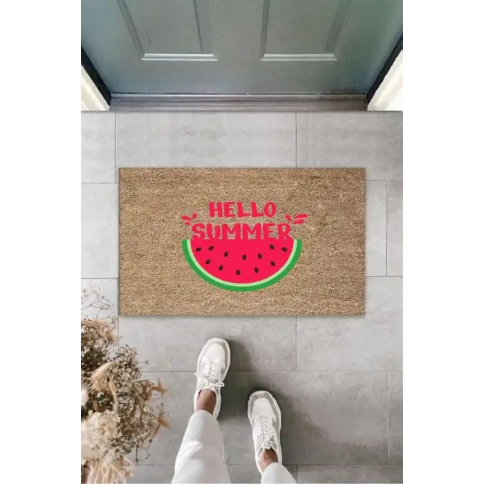 Pembe Kapı Önü Paspası Karpuz Desen  K-3278