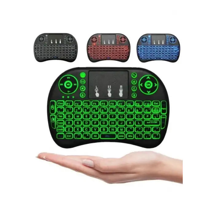 Smart Tv Box Ps3 Uyumlu Kablosuz Dokunmatik Işıklı Şarjlı Touchpadli Mini Q Klavye