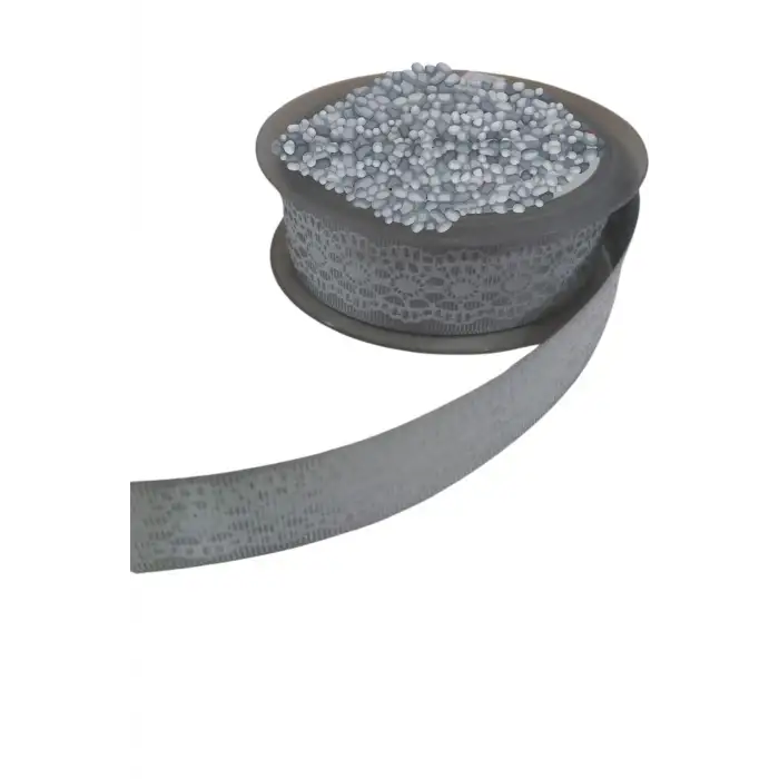 Tafta Dantel Görünümlü Kurdele Gri 25 mm 5 Metre