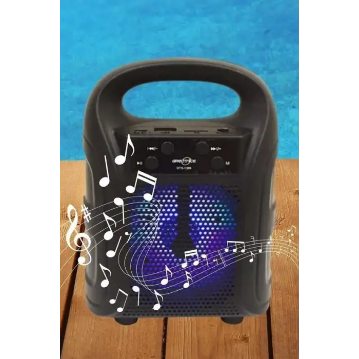 Tutmalı Mini Hoparlör Işıklı Taşınabilir Bluetooth Wireless Radyolu Sd Kart ve USB Girişli Hoparlör