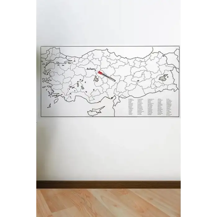 Yazılabilir Türkiye Haritası Manyetik Duvar Stickerı 110 x 56 cm