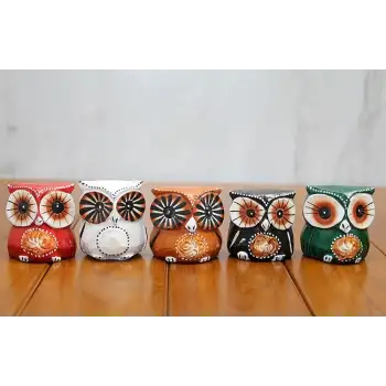 Ahşap 5li Baykuş Seti Polos:8