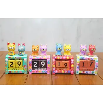 Ahşap Kedili Takvim Polos-23