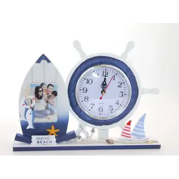 Ahşap Marin Dümenli Çerceveli Saat Alk2456