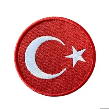 Aplike Ütü İle Yapışan Türk Bayrağı Yuvarlak Büyük Arma 5 cm