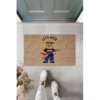 Bej Kapı Önü Paspası Lets Rock Ayıcık Desen  K-3322