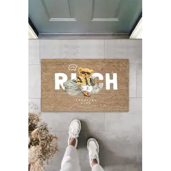 Bej Kapı Önü Paspası Rich Ayıcık Desen  K-3348