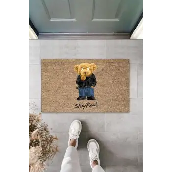 Bej Kapı Önü Paspası Stay Real Ayıcık Desen  K-3331