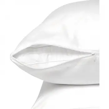 Beyaz fermuarlı yastık mitili, yastık kılıfı