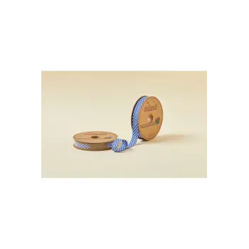 Biye Ekoseli Katlı E08 Lacivert 2 cm 25 Metre %65 Koton %35 Polyester