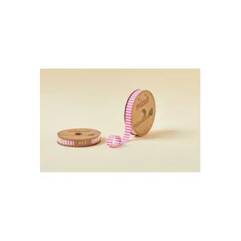 Biye Kalın Çizgili Katlı F02 Pembe 2 cm 25 Metre %65 Koton %35 Polyester
