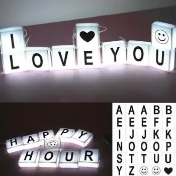 New 10lu Lightbox Işıklı Harf Mesaj Panosu Dekoratif  Harf Işık Zinciri